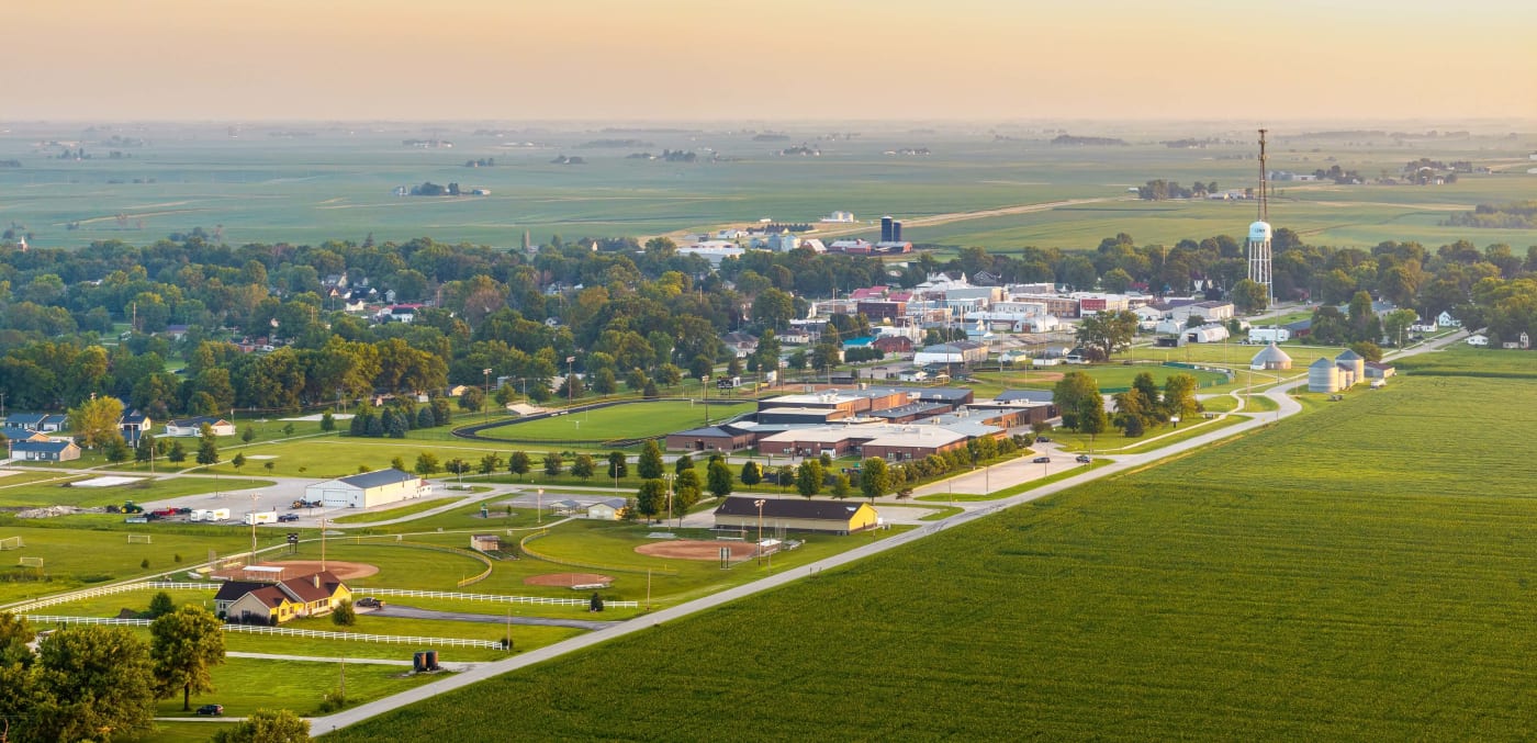 Aerial view of Lenox, Iowa