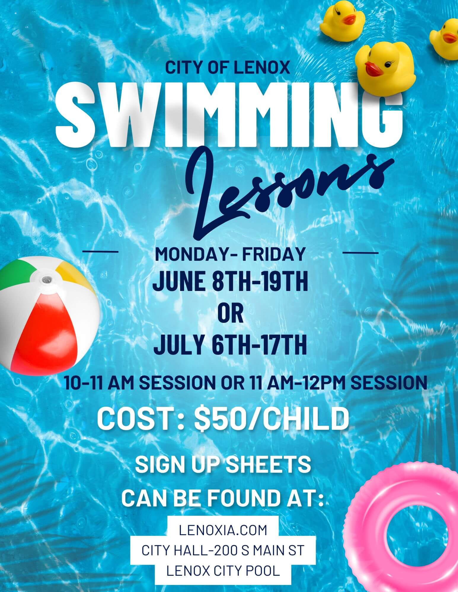 Swimming Lessons Schedule